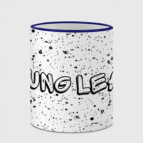 Кружка цветная Рэпер Yung Lean в стиле граффити / 3D-Синий кант – фото 2