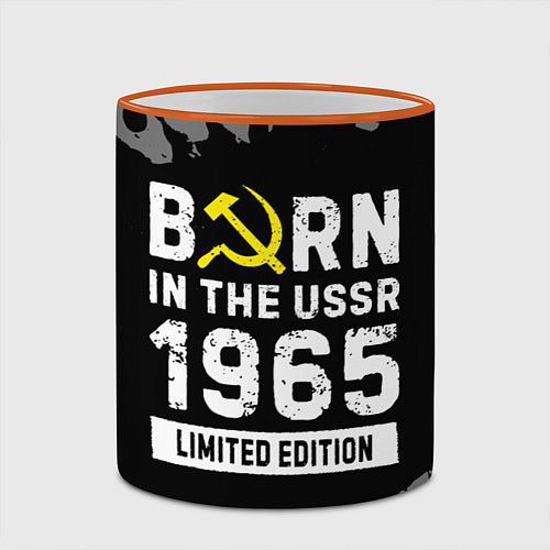 Кружка цветная Born In The USSR 1965 year Limited Edition / 3D-Оранжевый кант – фото 2