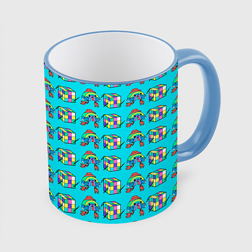 Кружка цветная RAINBOW AND CUBE / 3D-Небесно-голубой кант – фото 1