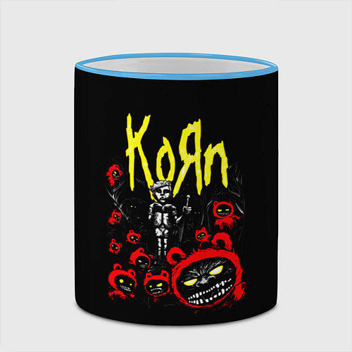 Кружка цветная KoЯn - Korn / 3D-Небесно-голубой кант – фото 2