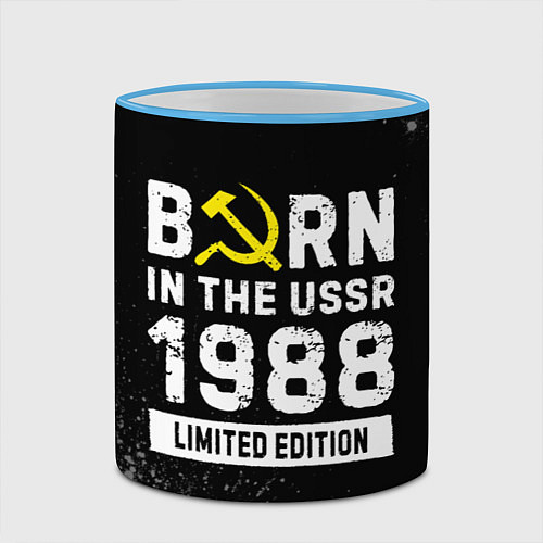 Кружка цветная Born In The USSR 1988 year Limited Edition / 3D-Небесно-голубой кант – фото 2