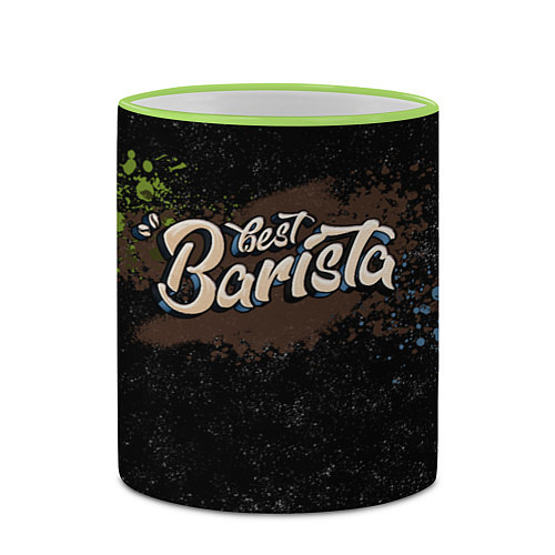 Кружка цветная Best barista graffiti / 3D-Светло-зеленый кант – фото 2