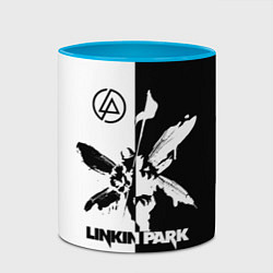 Кружка 3D Linkin Park логотип черно-белый, цвет: 3D-белый + небесно-голубой — фото 2