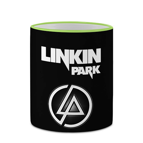 Кружка цветная Linkin Park логотип и надпись / 3D-Светло-зеленый кант – фото 2