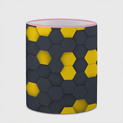 Кружка 3D Разноцветные Соты Пчёл, цвет: 3D-розовый кант — фото 2