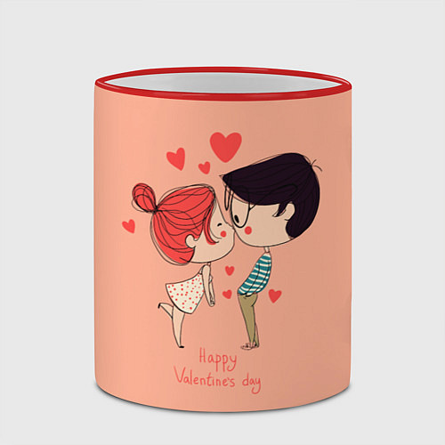 Кружка цветная ILL KISS YOU HAPPY VALENTINES DAY / 3D-Красный кант – фото 2