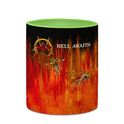Кружка 3D Hell Awaits - Slayer, цвет: 3D-белый + светло-зеленый — фото 2