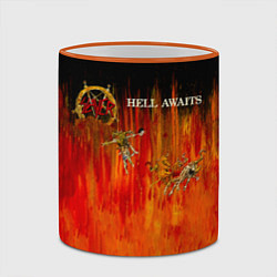 Кружка 3D Hell Awaits - Slayer, цвет: 3D-оранжевый кант — фото 2