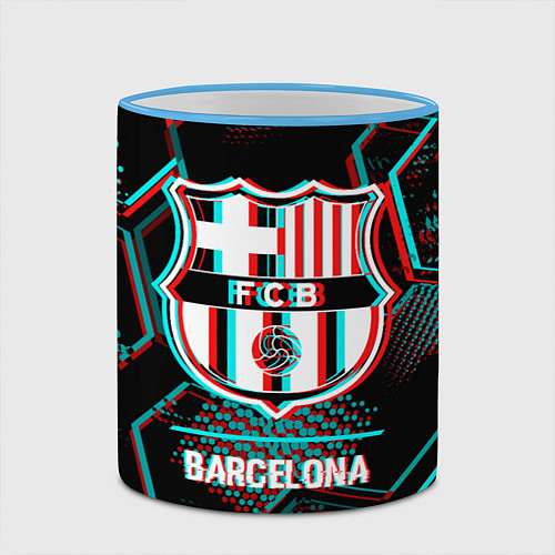 Кружка цветная Barcelona FC в стиле Glitch на темном фоне / 3D-Небесно-голубой кант – фото 2