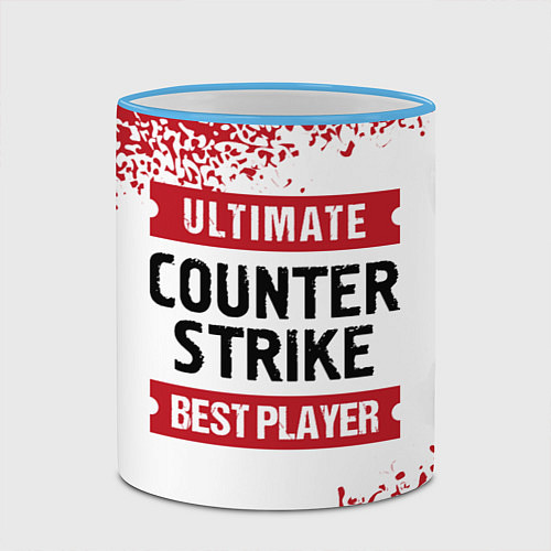 Кружка цветная Counter Strike: красные таблички Best Player и Ult / 3D-Небесно-голубой кант – фото 2