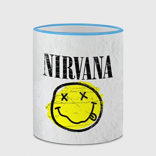 Кружка цветная Nirvana логотип гранж / 3D-Небесно-голубой кант – фото 2