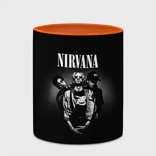 Кружка цветная Nirvana рок-группа / 3D-Белый + оранжевый – фото 2