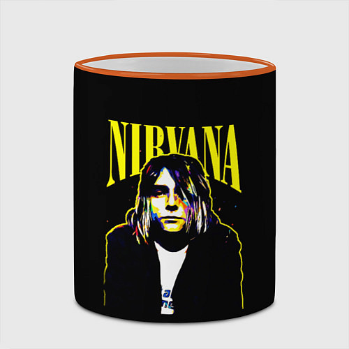 Кружка цветная Рок - группа Nirvana / 3D-Оранжевый кант – фото 2