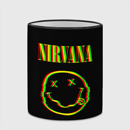 Кружка цветная Nirvana глитч / 3D-Черный кант – фото 2