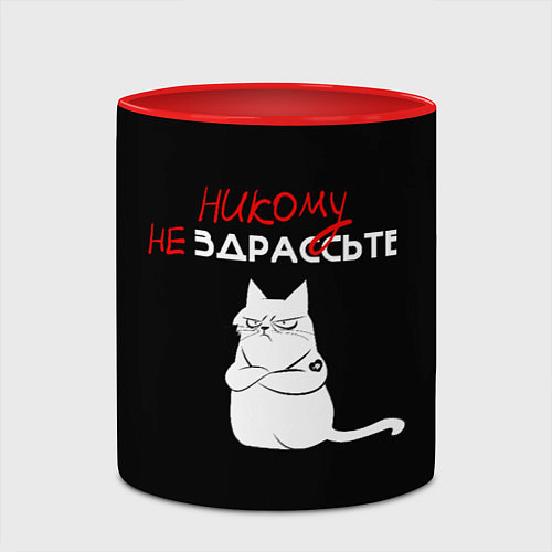 Кружка цветная Неприветливый кот / 3D-Белый + красный – фото 2
