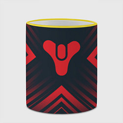 Кружка 3D Красный Символ Destiny на темном фоне со стрелками, цвет: 3D-желтый кант — фото 2