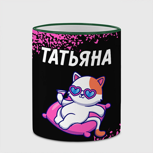 Кружка цветная Татьяна КОШЕЧКА Краска / 3D-Зеленый кант – фото 2