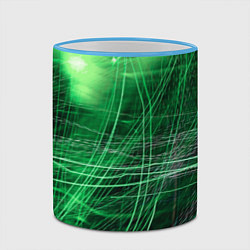 Кружка 3D Неоновые волны и линии - Зелёный, цвет: 3D-небесно-голубой кант — фото 2