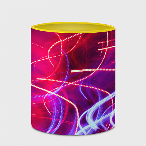 Кружка цветная Неоновые линии и фонари - Красный / 3D-Белый + желтый – фото 2