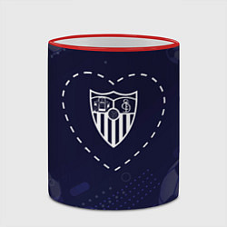 Кружка 3D Лого Sevilla в сердечке на фоне мячей, цвет: 3D-красный кант — фото 2
