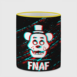 Кружка 3D FNAF в стиле Glitch Баги Графики на темном фоне, цвет: 3D-желтый кант — фото 2