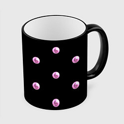 Кружка 3D Розовые шары-бусинки на черном фоне, цвет: 3D-черный кант