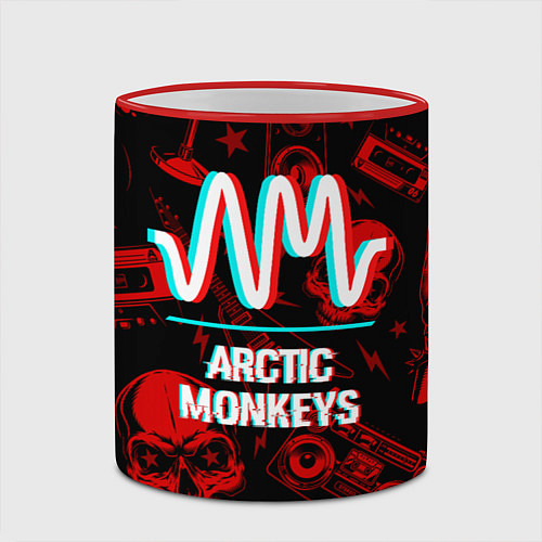 Кружка цветная Arctic Monkeys Rock Glitch / 3D-Красный кант – фото 2