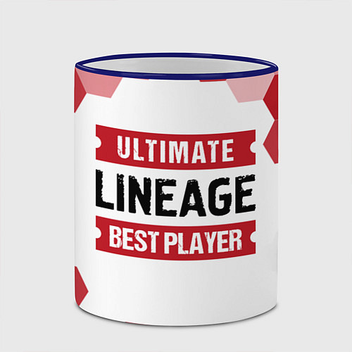 Кружка цветная Lineage: красные таблички Best Player и Ultimate / 3D-Синий кант – фото 2