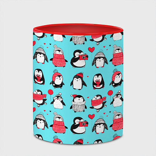 Кружка цветная PENGUINS ON THE POSITIVE / 3D-Белый + красный – фото 2