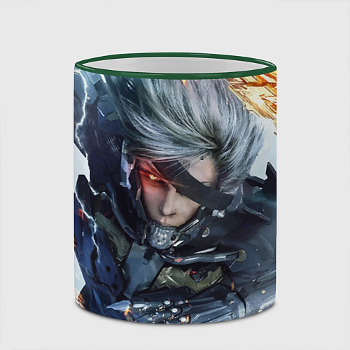 Кружка цветная Metal Gear Rising: Revengeance / 3D-Зеленый кант – фото 2