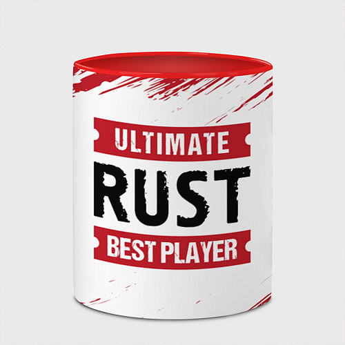 Кружка цветная Rust: красные таблички Best Player и Ultimate / 3D-Белый + красный – фото 2