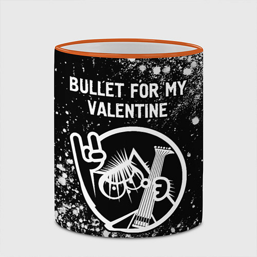 Кружка цветная Bullet For My Valentine - КОТ - Арт / 3D-Оранжевый кант – фото 2