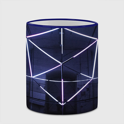 Кружка цветная Неоновый прерывистый куб во тьме - Фиолетовый / 3D-Синий кант – фото 2