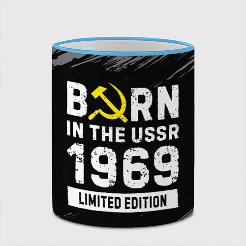 Кружка цветная Born In The USSR 1969 year Limited Edition / 3D-Небесно-голубой кант – фото 2