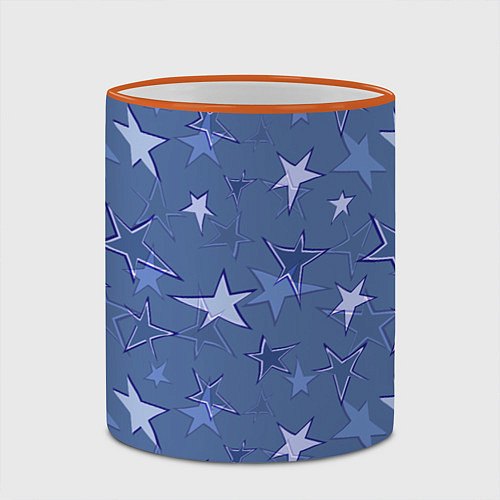 Кружка цветная Gray-Blue Star Pattern / 3D-Оранжевый кант – фото 2