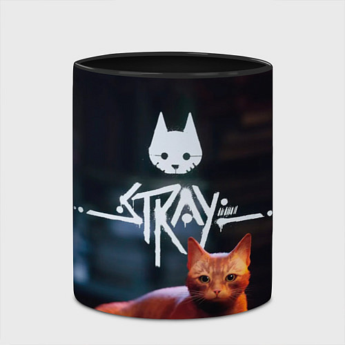Кружка цветная Stray: Бродячий кот / 3D-Белый + черный – фото 2