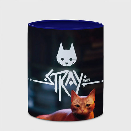 Кружка цветная Stray: Бродячий кот / 3D-Белый + синий – фото 2