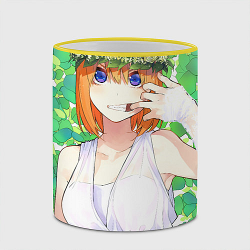 Кружка цветная Ёцуба Накано / 3D-Желтый кант – фото 2