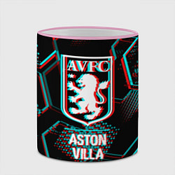Кружка 3D Aston Villa FC в стиле Glitch на темном фоне, цвет: 3D-розовый кант — фото 2