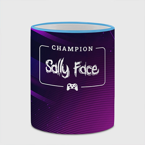 Кружка цветная Sally Face Gaming Champion: рамка с лого и джойсти / 3D-Небесно-голубой кант – фото 2