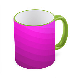 Кружка 3D Розовый неоновый полосатый узор Pink neon, цвет: 3D-светло-зеленый кант