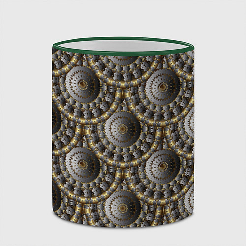 Кружка цветная Круглые объемные узоры / 3D-Зеленый кант – фото 2