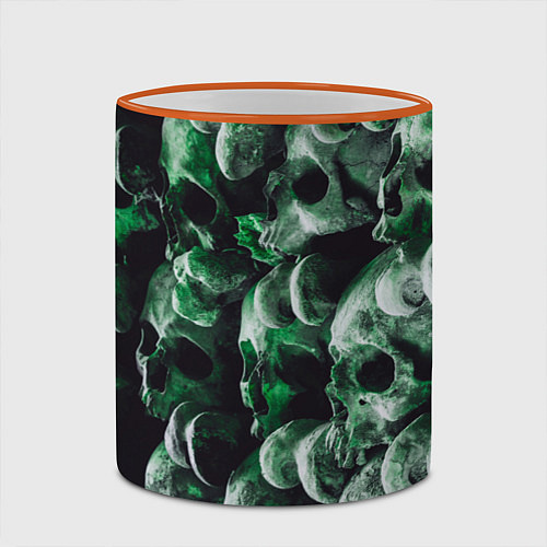 Кружка цветная Множество черепов во тьме - Зелёный / 3D-Оранжевый кант – фото 2