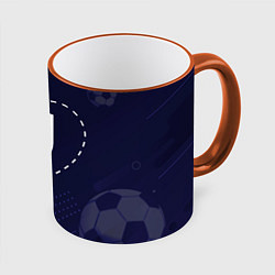 Кружка 3D Лого Juventus в сердечке на фоне мячей, цвет: 3D-оранжевый кант