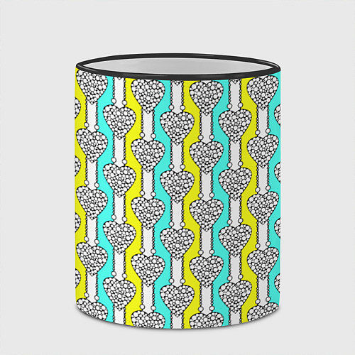Кружка цветная Striped multicolored pattern with hearts / 3D-Черный кант – фото 2