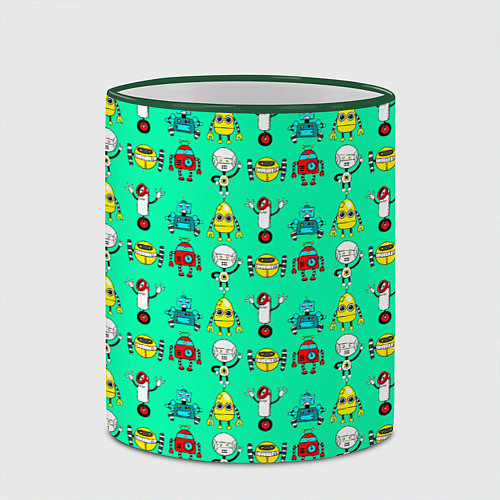 Кружка цветная COLORFUL ROBOTS / 3D-Зеленый кант – фото 2