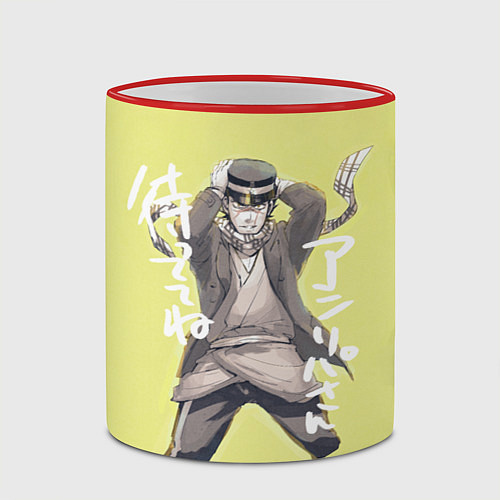 Кружка цветная Саити арт Золотое божество / 3D-Красный кант – фото 2