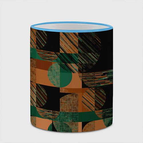 Кружка цветная Текстурированный абстрактный, геометрический принт / 3D-Небесно-голубой кант – фото 2