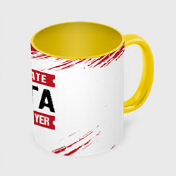 Кружка 3D Dota: красные таблички Best Player и Ultimate, цвет: 3D-белый + желтый