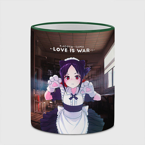 Кружка цветная Love is war Госпожа Кагуя - Синомия / 3D-Зеленый кант – фото 2